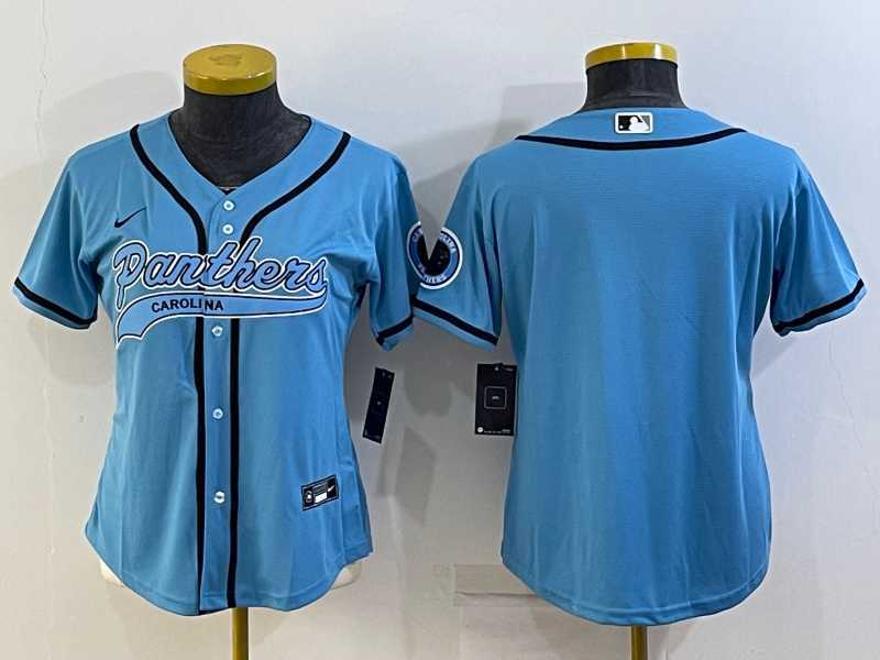 Women%27s Carolina Panthers Blank Blue With Patch Cool Base Stitched Baseball Jersey->women nfl jersey->Women Jersey